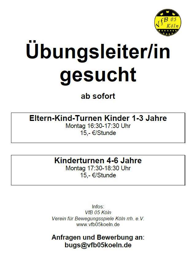 VfB 1905 Köln e.V. 05-16 Stellenausschreibung VfB 1905 Köln